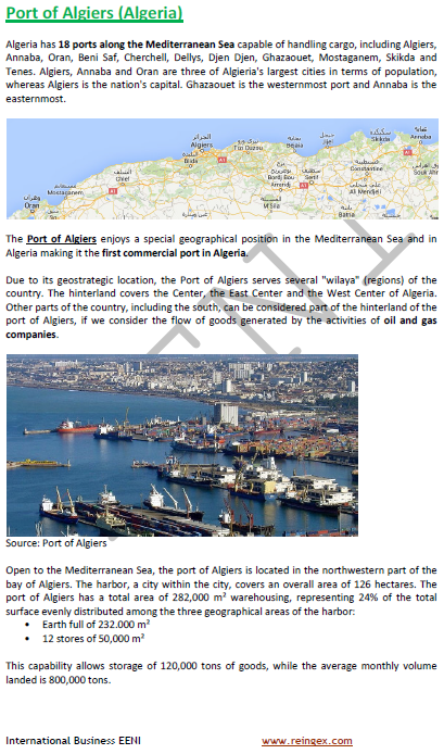 Puertos de Argelia: Orán, Argel, Annaba, Ghazaouet, Mostaganem. Curso transporte marítimo