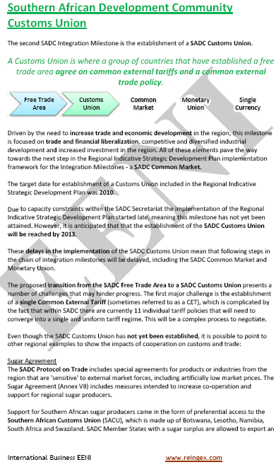 SADC Customs Union (Master Course)
