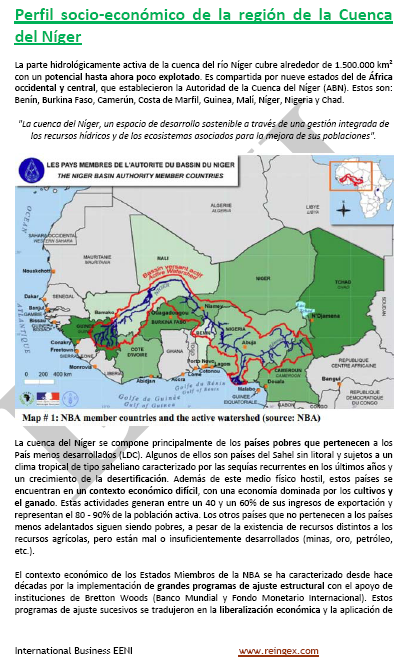 Autoridad de la Cuenca del Níger: Benín, Burkina, Camerún, Chad, Costa de Marfil, Guinea