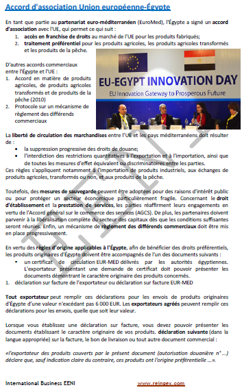 Cours Master : accord de partenariat Union européenne-Égypte