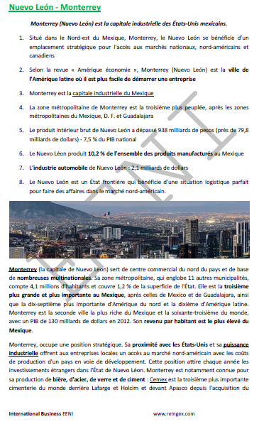 Commerce international et affaires Monterrey Nuevo Leon
