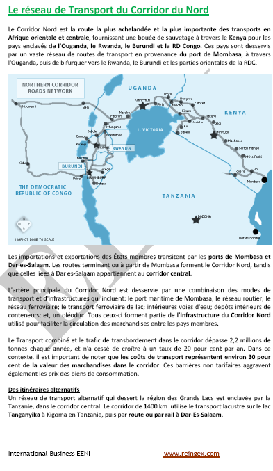 Corridor Nord Afrique, l’Ouganda, le Rwanda, le Burundi, le Kenya (Cours transport routier)