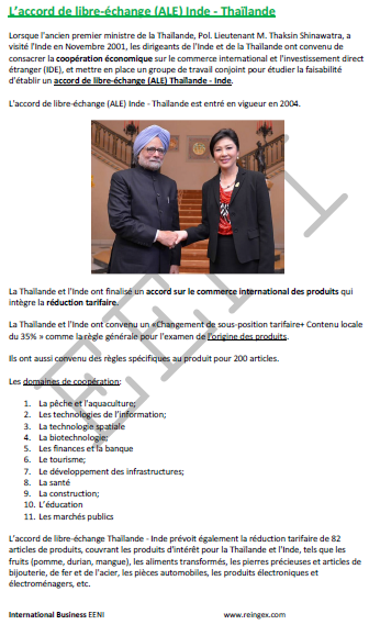 accord Inde-Thaïlande