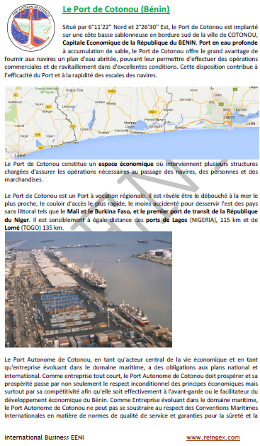 Cours transport maritime : port de Cotonou (Bénin)