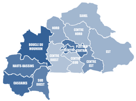 Les régions et les provinces du Burkina Faso