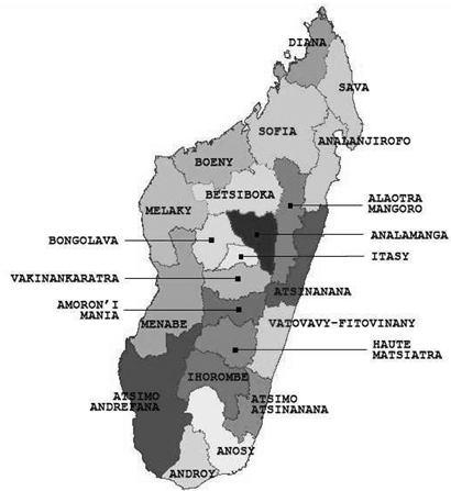 Comércio Exterior e Negócios em Madagáscar - regiões (fonte: Vonimihaingo Ramaroson)
