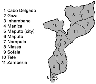 Negocis províncies de Moçambic, Àfrica Oriental (Font: UNESCO)