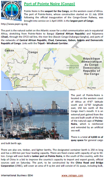 Porto de Pointe-Noire, República do Congo, acesso à República Centro-Africana, Chade (Curso Transporte Marítimo)